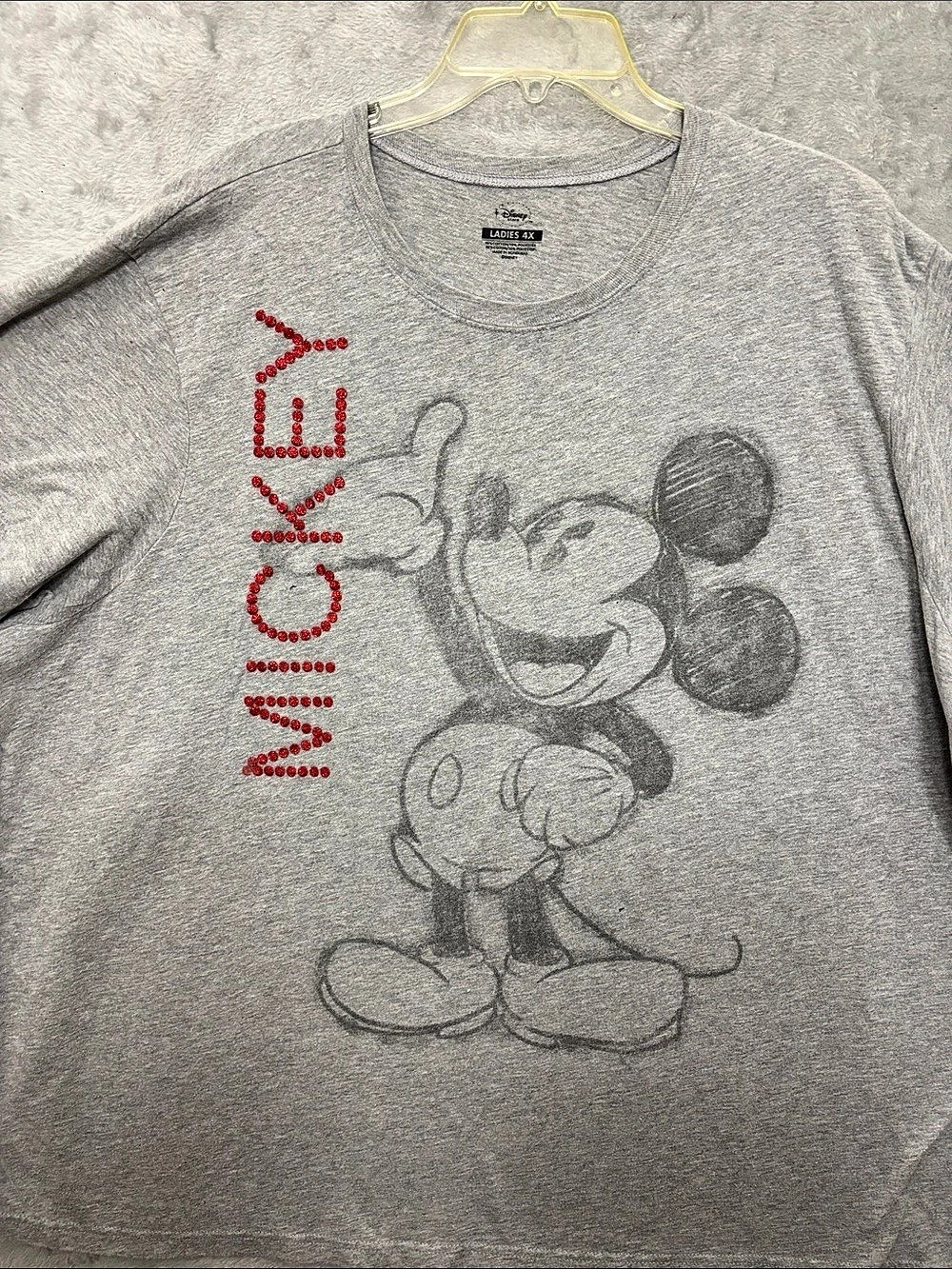 Disney Store Mickey Mouse Graphic Tee Gray & Red Ladies 4X Like New